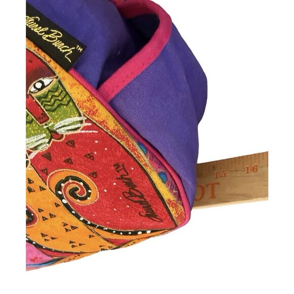 Laurel Burch Fantasticats Purse Shoulder Bag 6 Cats Zip Canvas Wood Bag Charm - Picture 13 of 15